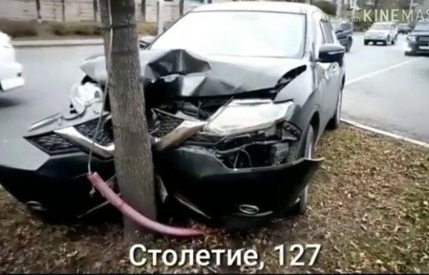 Во Владивостоке автомобиль с отказавшими тормозами врезался в дерево