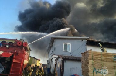Крупный пожар произошёл на фабрике деревянных игрушек в Приморье