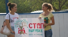 <strong>Митингующие требовали остановить вырубку леса</strong>
