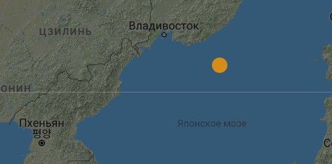 В 288 км от Владивостока произошло землетрясение