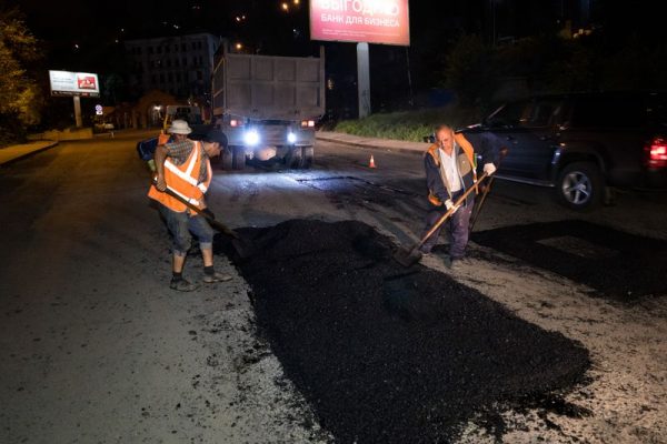 Асфальт, дорожные рабочие