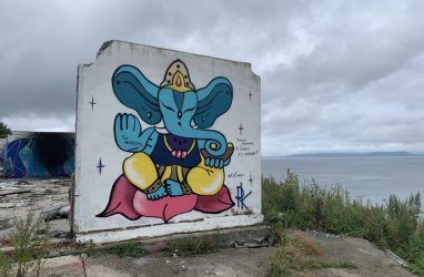 Один из самых любимых богов индийцев предстал на граффити во Владивостоке