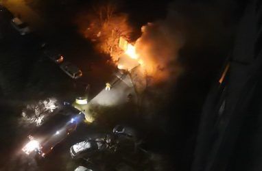 Во Владивостоке произошёл пожар рядом с электроподстанцией и жилыми домами — видео