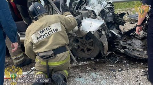 В Приморье смертельное лобовое ДТП с пассажирским автобусом попало на видео