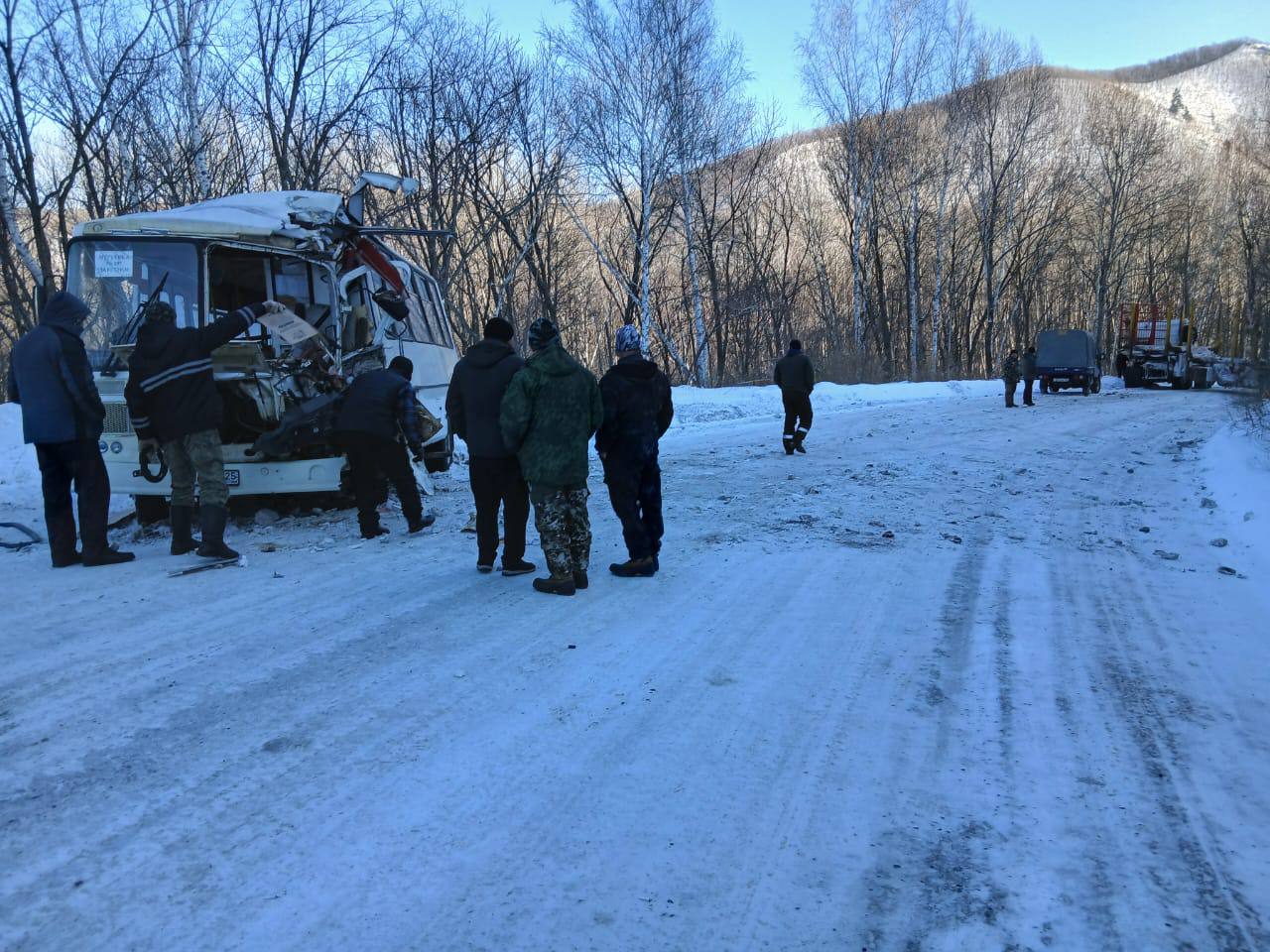 В Приморье в ДТП с лесовозом пострадали 15 пассажиров автобуса