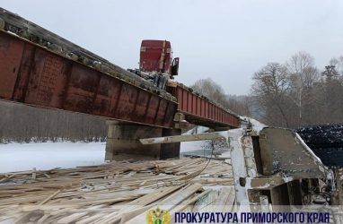 В Приморье накажут водителя тягача, под которым просел мост