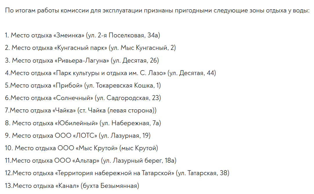 Список пляжей