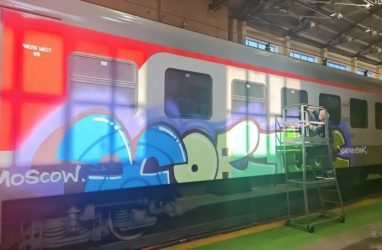 Вандалы разукрасили три вагона электропоезда в Приморье