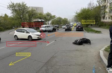 Во Владивостоке 16-летний мопедист пострадал в ДТП с автомобилем Honda Fit